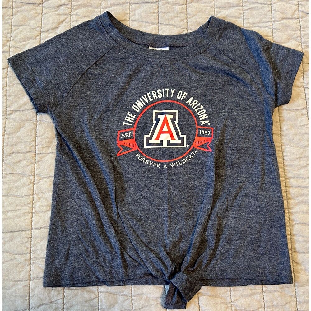 University of Arizona Wildcats Girl's Graphic Tee Navy Blue Tie-Fr ontSize Small